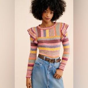 Pilcro by Anthropologie Ruffled Sweater Size Large